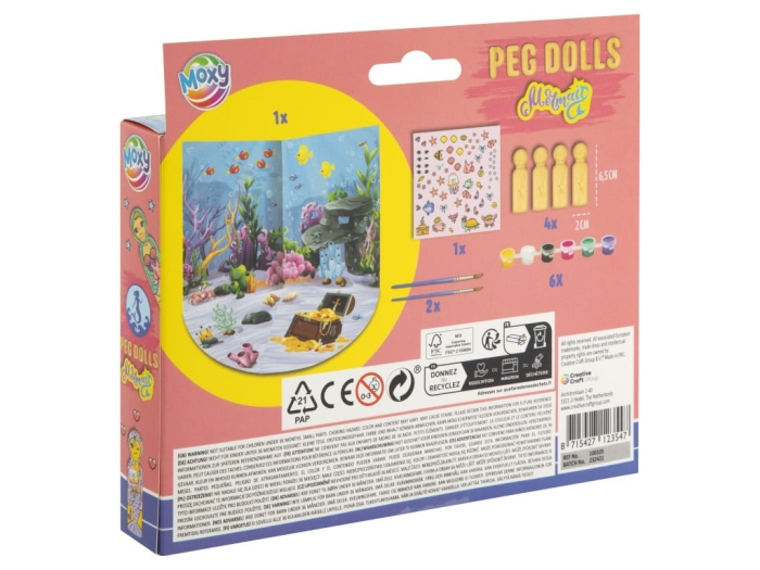 Set creativ DIY,Figurine din lemn, Peg Dolls, Sirene [2]