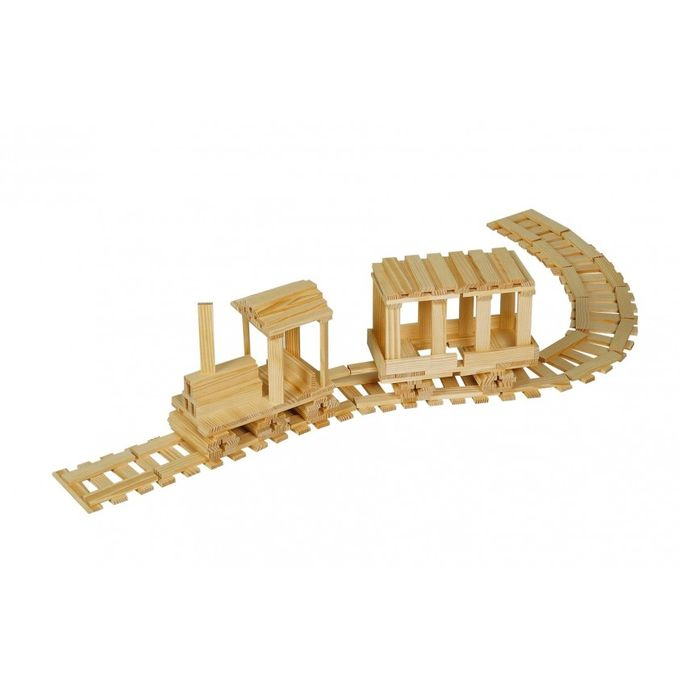 Set Cuburi de constructie, 120 piese, Lemn, Micul Arhitect, natur, 3 ani, EduJucarii [4]