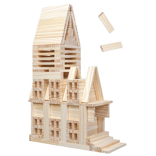 Set Cuburi de constructie, 120 piese, Lemn, Micul Arhitect, natur, 3 ani, EduJucarii [2]