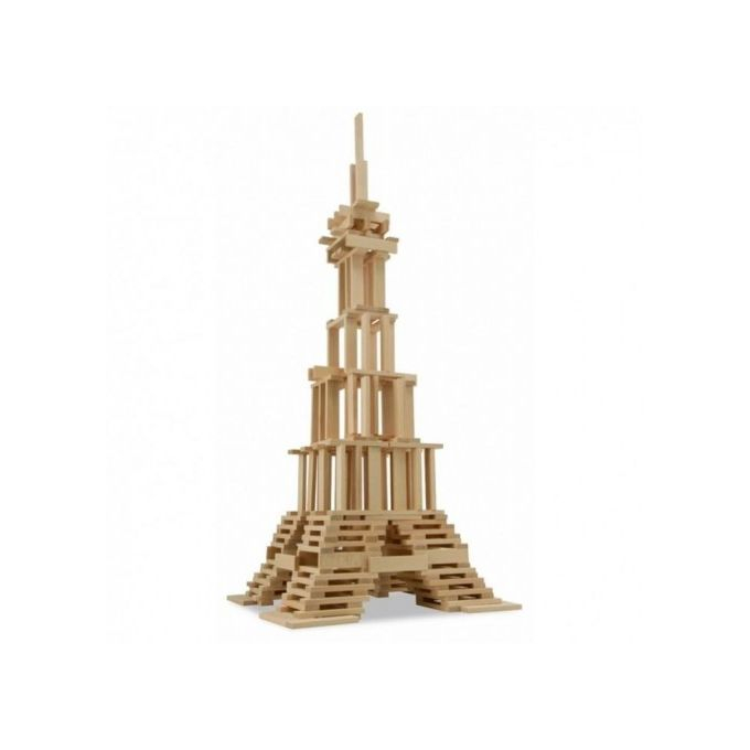 Set Cuburi de constructie, 120 piese, Lemn, Micul Arhitect, natur, 3 ani, EduJucarii [3]