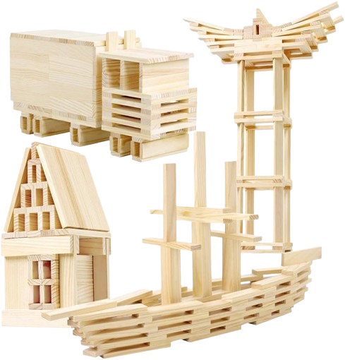 Set Cuburi de constructie, 120 piese, Lemn, Micul Arhitect, natur, 3 ani, EduJucarii [8]