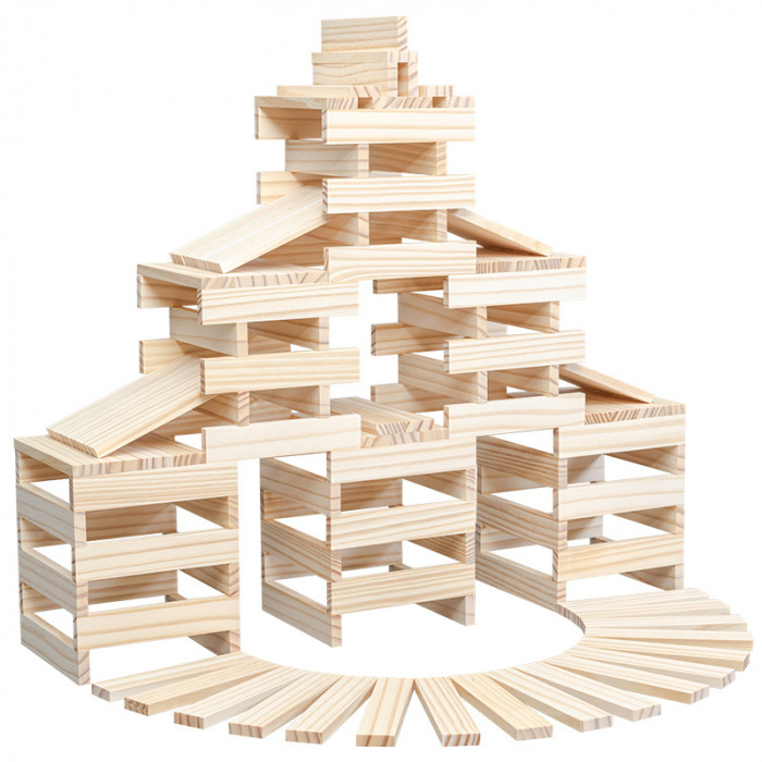 Set Cuburi de constructie, 120 piese, Lemn, Micul Arhitect, natur, 3 ani, EduJucarii [10]