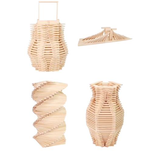 Set Cuburi de constructie, 120 piese, Lemn, Micul Arhitect, natur, 3 ani, EduJucarii [7]