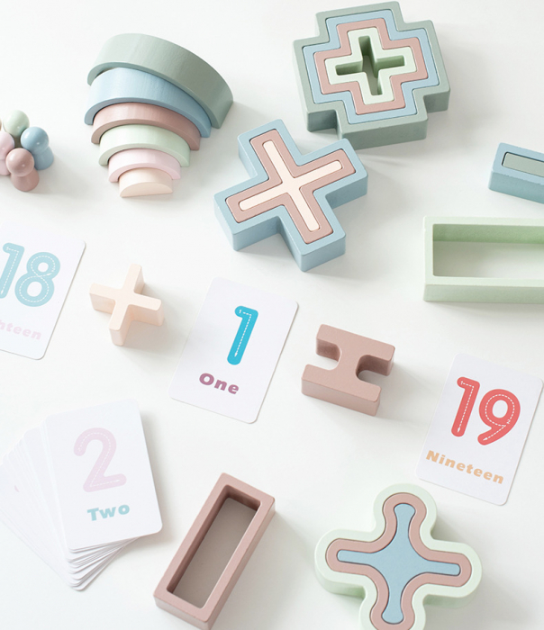Set de 28 de piese din lemn, blocuri de constructie pentru Prescolari, Jucarii pentru dezvoltare timpurie, Educatie Montessori, Algorithmic Cascading music, 3 ani +, Edujucarii [6]