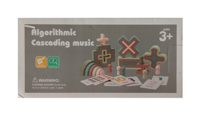 Set de 28 de piese din lemn, blocuri de constructie pentru Prescolari, Jucarii pentru dezvoltare timpurie, Educatie Montessori, Algorithmic Cascading music, 3 ani +, Edujucarii [12]