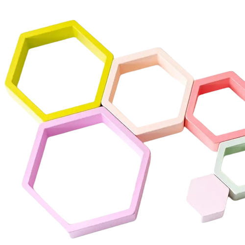 Set de 35 de piese din lemn, curcubeu, culori pastel, blocuri de constructie pentru Prescolari, Jucarie pentru dezvoltare timpurie, Educatie Montessori,  3 ani+ EduJucarii [6]