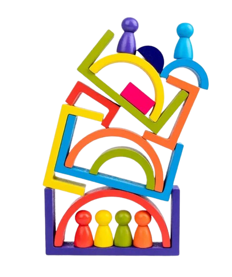 Set de 28 de piese din lemn, curcubeu, blocuri de constructie pentru Prescolari, Jucarie pentru dezvoltare timpurie, Educatie Montessori,  3 ani+ EduJucarii [5]