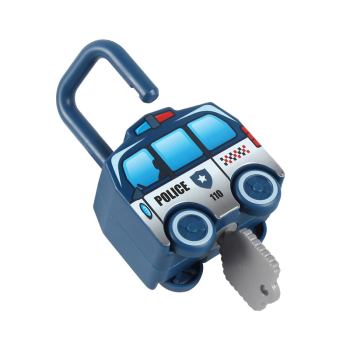 Set de 6  Lacate Masini cu Numere si 6 chei, Ambulanta, Politie, Autobuz Scolar, Camion cu Inghetata si Camion cu ceai,  Jucarie Educativa, Edujucarii [6]