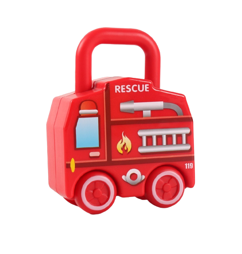 Set de 6  Lacate Masini cu Numere si 6 chei, Ambulanta, Politie, Autobuz Scolar, Camion cu Inghetata si Camion cu ceai,  Jucarie Educativa, Edujucarii [4]