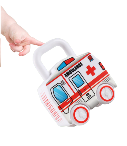 Set de 6  Lacate Masini cu Numere si 6 chei, Ambulanta, Politie, Autobuz Scolar, Camion cu Inghetata si Camion cu ceai,  Jucarie Educativa, Edujucarii [9]