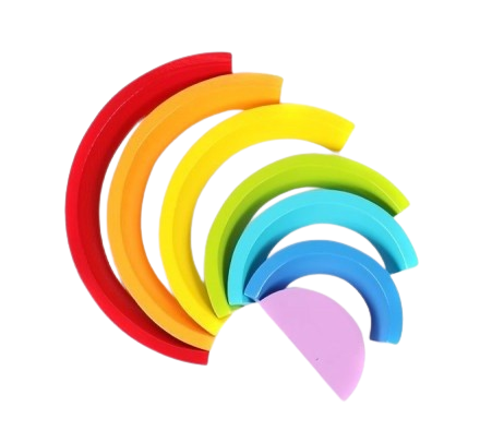 Set de 7 de piese din lemn, curcubeu, blocuri de constructie Prescolari, Jucarii pentru dezvoltare timpurie, Educatie Montessori, 18 luni+, Edujucarii [3]
