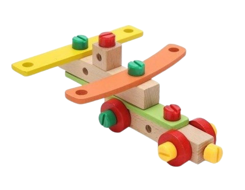 Set de constructie 3 in 1, scaun, avion, masinuta, lemn,  Montessori, 3 ani +, Edujucarii [5]