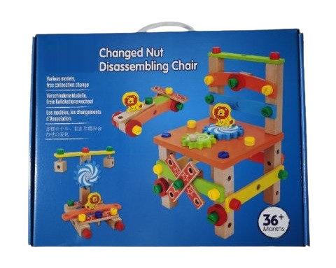 Set de constructie 3 in 1, scaun, avion, masinuta, lemn,  Montessori, 3 ani +, Edujucarii [9]