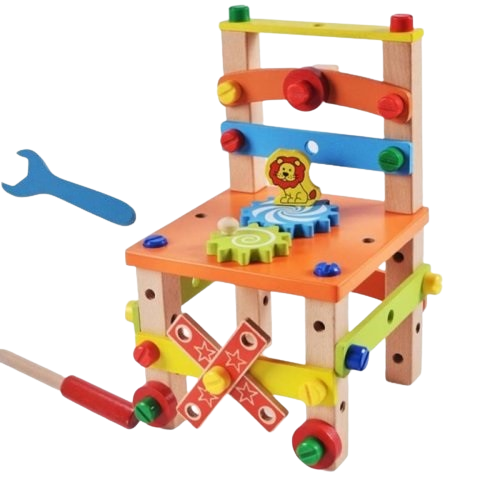Set de constructie 3 in 1, scaun, avion, masinuta, lemn,  Montessori, 3 ani +, Edujucarii [2]