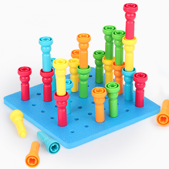 Set de constructie, stivuire, educational, cuie multicolore, 25 piese, 3 ani+ [2]