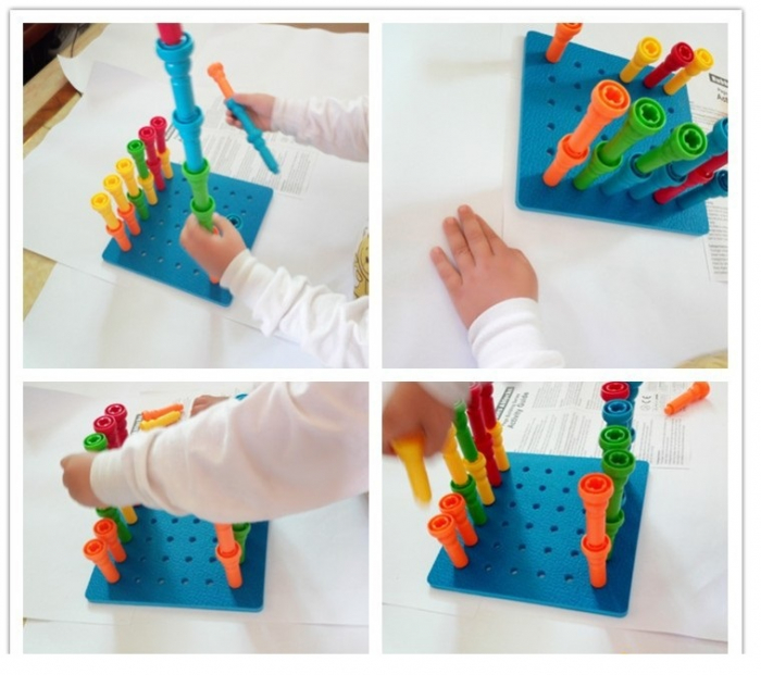 Set de constructie, stivuire, educational, cuie multicolore, 25 piese, 3 ani+ [4]
