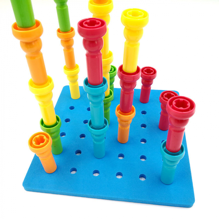 Set de constructie, stivuire, educational, cuie multicolore, 25 piese, 3 ani+ [3]