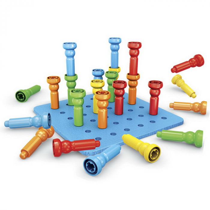 Set de constructie, stivuire, educational, cuie multicolore, 25 piese, 3 ani+ [6]