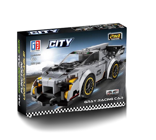 Set de constructie, Masinuta tranformabila in Robot, Gray Racing Car [2]