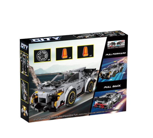 Set de constructie, Masinuta tranformabila in Robot, Gray Racing Car [3]
