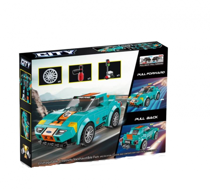 Set de constructie, Masinuta tranformabila in Robot, Gray Racing Car [3]
