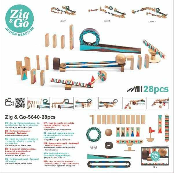 Set de constructie trasee Zig & Go Roll 28 piese, Djeco [7]