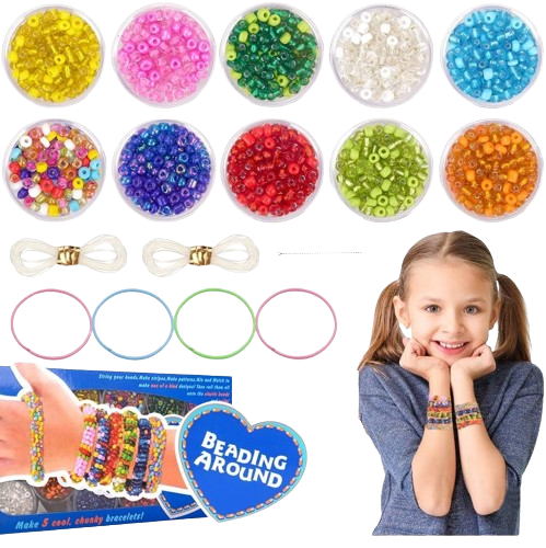 Set joc creativ, creeaza bratari, 10 cutii cu margele si accesorii, Beading Around, + 8 ani [8]