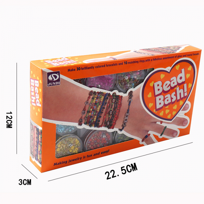 Set de creatie pentru 30 bratari din margele colorate, cu 10 cutii de margele si accesorii, Multicolor, 8 ani + [7]