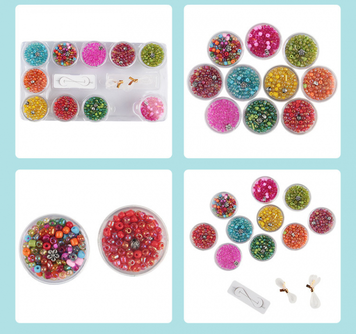 Set de creatie pentru 30 bratari din margele colorate, cu 10 cutii de margele si accesorii, Multicolor, 8 ani + [5]