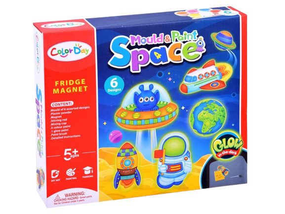 Set de pictat si creat magneti, Space, 6 forme diferite, planeta cu inele, Terra, rachete, 2 astronauti - Color day [1]