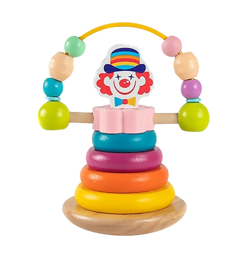 Set Educativ si Interactiv, Turn de Stivuit, Clovn cu labirint motricitate, 6 Piese, + 12 Luni, EduJucarii [1]