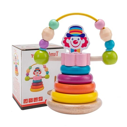 Set Educativ si Interactiv, Turn de Stivuit, Clovn cu labirint motricitate, 6 Piese, + 12 Luni, EduJucarii [5]