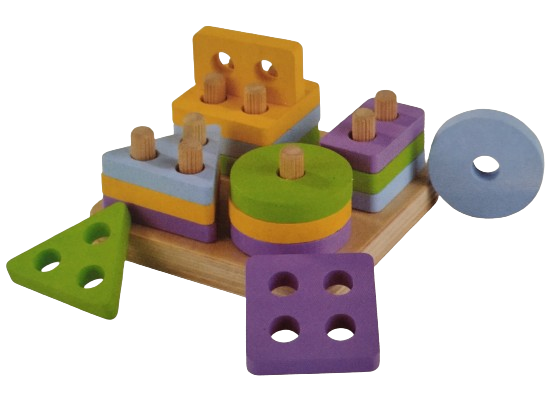 Sortator educativ din lemn, 4 forme geometrice, 17 piese, Montessori, 3 ani+, EduJucarii [1]