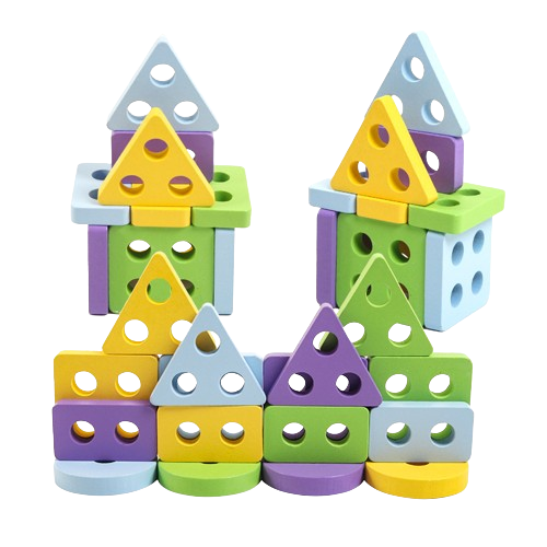Sortator educativ din lemn, 4 forme geometrice, 17 piese, Montessori, 3 ani+, EduJucarii [3]