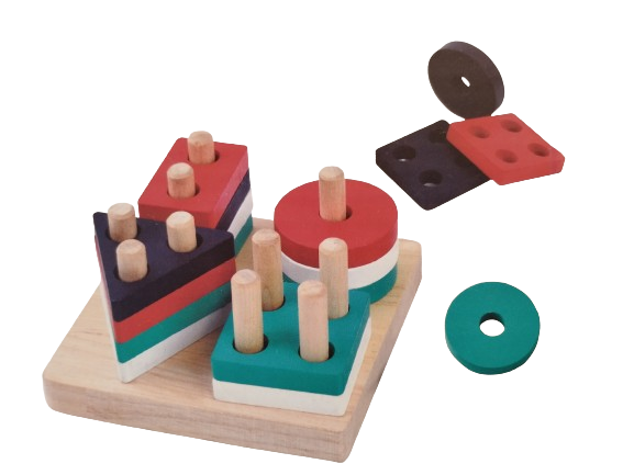 Sortator din lemn, 4 forme geometrice, 17 piese, Montessori, 3 ani+, EduJucarii [3]