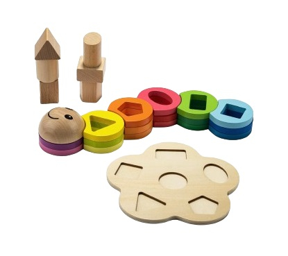 Sortator educativ din lemn, Floare, forme geometrice, Montessori, 3 ani+, EduJucarii [5]