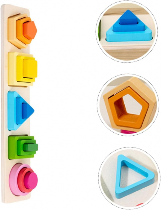 Sortator multistrat cu forme geometrice, 5 coloane, Montessori, multicolor, 2 ani+ [8]