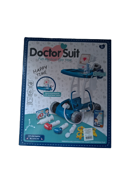 Stand de doctor cu monitor ECG si 16 accesorii, set doctor, ecran cu sunete si lumini, sistem de recirculare apa, culoare albastru [3]