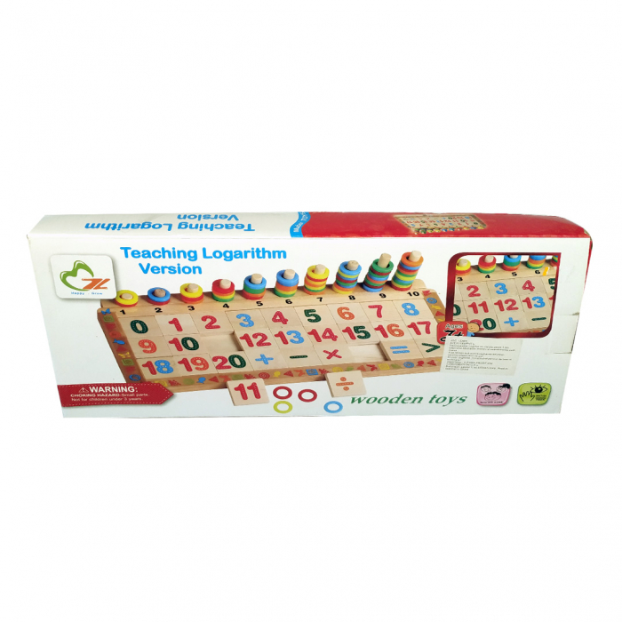 Taba multifunctionala tip Montessori din lemn, teaching logarithm cu cercuri multicolore pt cantitate, numere si operatiuni matematice [8]