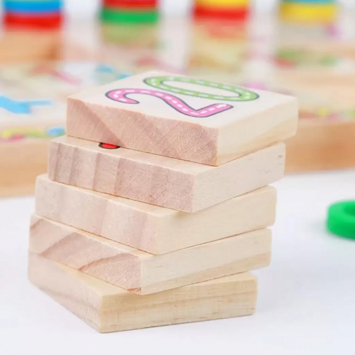 Taba multifunctionala tip Montessori din lemn, teaching logarithm cu cercuri multicolore pt cantitate, numere si operatiuni matematice [7]