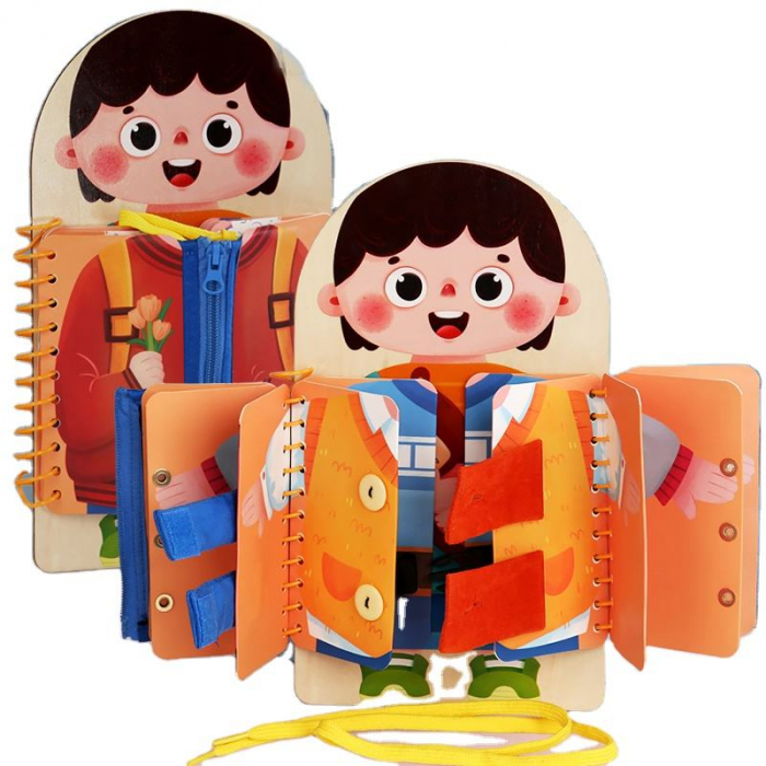 Tabla educationala de antrenament pentru abilitati practice de viata, lemn,  Educatie Montessori, portabila, Jucarie Senzoriala, 3 ani+,  Edujucarii [2]