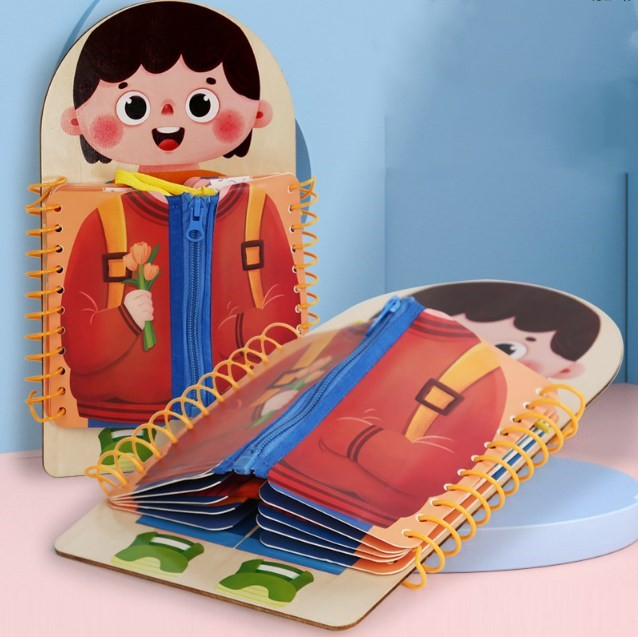 Tabla educationala de antrenament pentru abilitati practice de viata, lemn,  Educatie Montessori, portabila, Jucarie Senzoriala, 3 ani+,  Edujucarii [4]