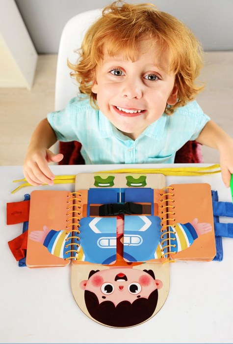 Tabla educationala de antrenament pentru abilitati practice de viata, lemn,  Educatie Montessori, portabila, Jucarie Senzoriala, 3 ani+,  Edujucarii [14]