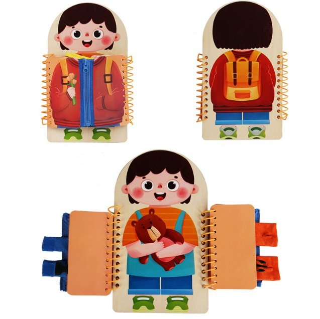 Tabla educationala de antrenament pentru abilitati practice de viata, lemn,  Educatie Montessori, portabila, Jucarie Senzoriala, 3 ani+,  Edujucarii [3]
