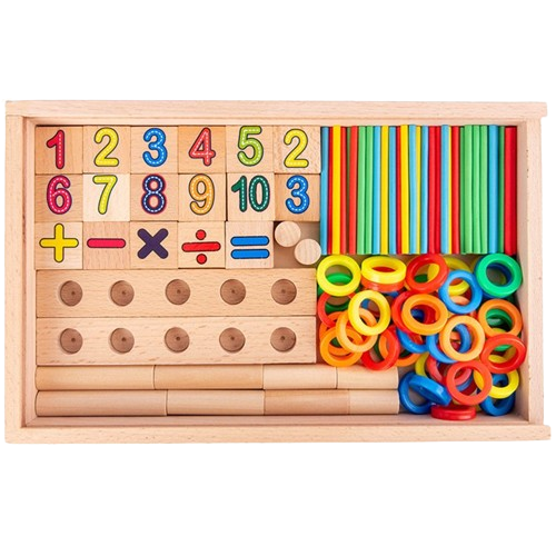 Tabla educativa cu 2 fete din lemn, Joc matematic pentru invatararea numerelor si operatiilor matematice, calculeaza, deseneaza si asociaza cercurile, 3 ani+ [3]