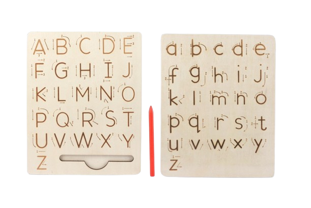 Tabla Montessori din lemn, Invata scrierea literelor, placa reversibila cu litere mari si litere mici, 3 ani+, Edujucarii [5]