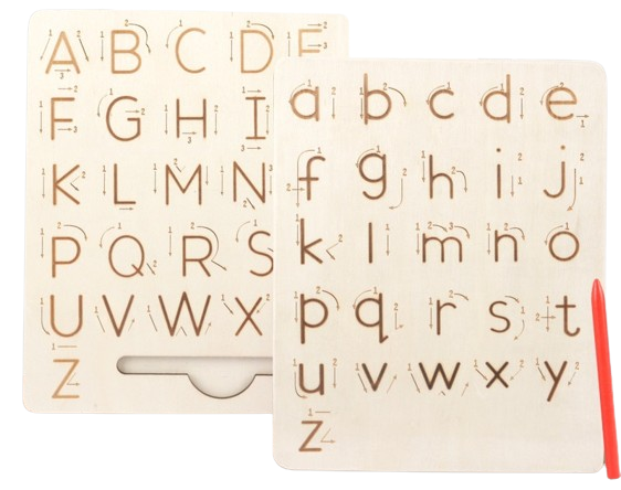 Tabla Montessori din lemn, Invata scrierea literelor, placa reversibila cu litere mari si litere mici, 3 ani+, Edujucarii [2]