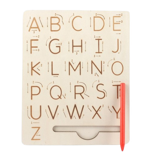Tabla Montessori din lemn, Invata scrierea literelor, placa reversibila cu litere mari si litere mici, 3 ani+, Edujucarii [4]