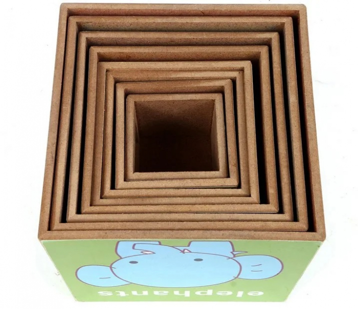 Turn Montessori din lemn cu 8 cuburi, cifre, animale, forme geometrice, EduJucarii, 3 ani+ [4]