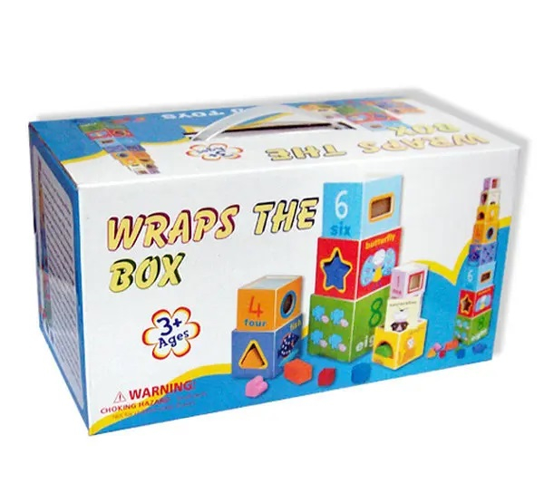 Turn Montessori din lemn cu 8 cuburi, cifre, animale, forme geometrice, EduJucarii, 3 ani+ [6]